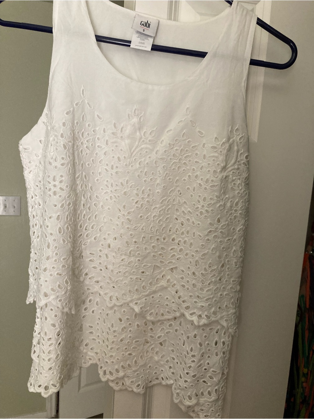 CAbi White Eyelet Layered Camisole